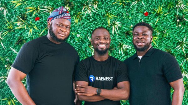 Raenest founders: L-R- Richard Oyome (COO), Sodruldeen Mustapha (CTO) and Victor Alade (CEO)